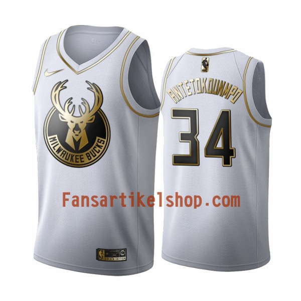 NBA Milwaukee Bucks Trikot Giannis Antetokounmpo 34 Nike 2019-2020 Weiß Golden Edition Swingman - Herren